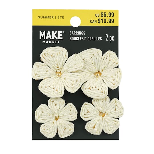 Double Raffia Flower Earrings by Make Market